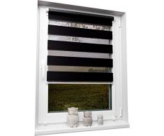 Doppelrollo Duorollo Schwarz 80x210 cm ohne Bohren Seitenzug Klemmrollo