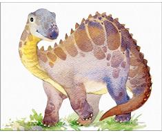 7dots Art. Dinosaurier. Watercolor Kunstdruck, Poster 20,3 x 25,4 cm auf Fine Art Dick Watercolor Papier für Kinder Kinder Baby Zimmer, Schlafzimmer, Bad. Wand Art Decor mit für Jungen, Mädchen, Kinderzimmer. Modern 8x10 9