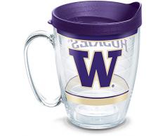 Tervis 1347687 Washington Huskies Tradition Thermobecher mit Wrap und Deckel in Königsviolett, 473 ml, transparent