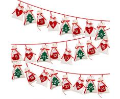 OurWarm Weihnachten Adventskalender 2019 24 Tage hängend Adventskalender Girlande Süßigkeiten Geschenktüten DIY Filz Adventskalender Taschen für Urlaub Weihnachten Dekoration