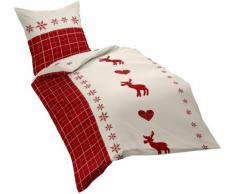 Fleuresse 132637 Fb. 4 Biber-Bettwäsche 2-teilig 135 x 200 cm, rot