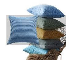 PAPER JAZZ Papierjazz Blauer Samt-Kissenbezug, einfarbig, gelb, rosa, Heimdekoration, Sofakissen für Zimmer, Happy New Year 2019, 1 Stück, 45,7 x 45,7 cm (45 cm) Violett, Blau, 1 Stück.