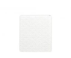 Urban Trends Keramik Breit Vase eckig, mit geprägten Muster Design, Hochglanz-weiß