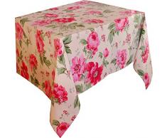 Amarelle A NA1504-1730 Tischdecke, Motiv Pfingstrose, 175 x 300 cm, Weiß