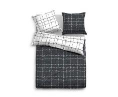TOM TAILOR 0069929 Satin Bettwäsche Garnitur mit Kopfkissenbezug (Baumwolle) 1x 155x200 cm + 1x 80x80 cm, schwarz