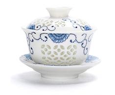 Gaiwan Traditionelle Teetasse bestehend aus Tasse, Untertasse und Deckel, Sancai Wan Tee-Set Teekanne Kungfu Teeset (3)