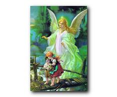 Schutzengel mit Schutzhülle Kinder Auf Brücke religiöse Wall Decor Poster/Kunstdruck (40 x 50)