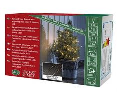 Konstsmide, 1465-890, Micro LED Lichterkette, Firecracker, mit 6h-Timer, 60 bernsteinfarbene Dioden, batteriebetrieben, Innen, silberfarbener Draht