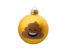Inge`s Christmas Decor Glas 600000220MO, Inge-Moji Shit, Glaskugel 80mm, 1 Stück in Geschenkverpackung, Gelb, 8cm
