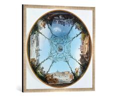 Gerahmtes Bild von Michel Angelo Barberi Römische Ansichten im Rund, Kunstdruck im hochwertigen handgefertigten Bilder-Rahmen, 70x70 cm, Silber Raya