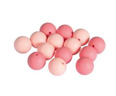 Rayher 14869258 Silikonperlen, Rosa-Töne, 15 mm ø, Beutel 14 Stück, für versch. Baby-Accessoires wie Schnullerketten, Kinderwagenketten, Greifringe etc.