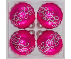 4 handgefertigte Weihnachtskugeln High-Luster Pink – Kugeln 3,15