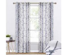 KGORGE Vorhang, durchsichtig, geometrisches Design Landhausstil W52 x L84 | Pair Aquarell AST Purplish Blue