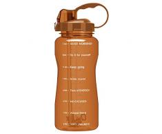 QuiFit Gallonen-Wasserflasche mit Strohhalm und motivierender Zeitmarkierung, auslaufsicher, BPA-frei, wiederverwendbar, große Kapazität, Sport, Fitness, Wasserkrug mit Griff, um sicherzustellen, dass Ihre tägliche Wasseraufnahme,