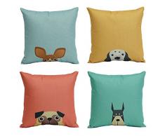 womhope 4 PCS – 43,2 cm [nur Cover] Vintage Stil Baumwolle Leinen Kissenbezug Kissen Fall für Sofa, Bett, Stuhl, Auto Sitz, baumwolle, Peacock (Set of 4 pcs), 43,18 cm