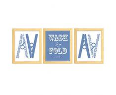 Ihopes Wäscheklammern, 3 Stück à 8 x 10 ungerahmt, Wäscheklammern zum Trocknen trocknen, zusammenfalten, perfekt für Wäscheklammern