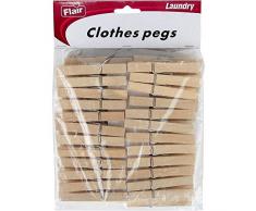 Home-x Holz Wäscheklammern. Set 50 Stück.