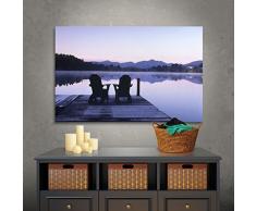 wall-art Artwall Kunstdruck auf Leinwand Linda Parker s Spiegel Lake Placid Stühle 61 Leinwandbild, 24x36
