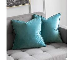 2 samtweiche Kissenbezüge von Miluee, dekoratives Kissenbezugsset aus festem Stoff, quadratisch, Kissen für Sofa, Schlafzimmer oder Auto 20x20 lichtgrün