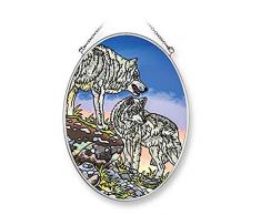 Amia Wölfe Got Your Back handgemaltes Glas Suncatcher, 17,8 cm