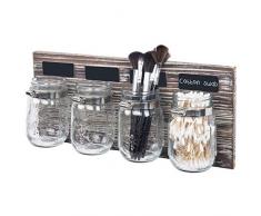 MyGift Wandmontiertes Wandregal für Einmachgläser, mit 4 Gläsern und Tafeletiketten