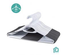 Perfecasa Extra rutschfeste Kunststoff-Kleiderbügel, 30 Stück, 360 ° drehbar, Kleiderbügel, Hosenbügel und Schal Kleiderbügel, sicherer Halt, platzsparend, leicht, Haken verbessert (weiß) cool White