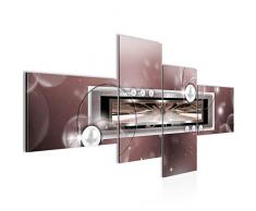 Bilder Abstrakt Wandbild 200 x 100 cm Vlies - Leinwand Bild XXL Format Wandbilder Wohnzimmer Wohnung Deko Kunstdrucke Rosa Grau 4 Teilig - MADE IN GERMANY - Fertig zum Aufhängen 100641a