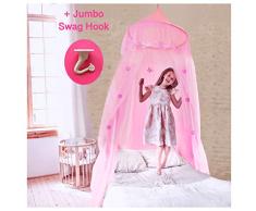 EVEN NATURALS Prinzessinnen-Betthimmel für Mädchen, mit Spitze, Kuppel und Herzen (einfaches Aufhängesystem), Geburtstagsgeschenk, Moskitonetz für Kinderbett bis zu Doppelbett