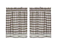 Woven Trends Farmhouse Vorhänge Küchendekoration Büffelkaro Vorhänge Klassisches Landhaus Karo Design Bauernhaus Dekor Fenstervorhang Behandlungen Modern 29 (W) x 24 (L) Tier - Pair Taupe