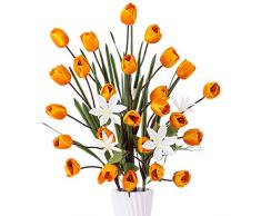 YILIYAJIA Künstliche Tulpen, Seidenblumen, Blumenstrauß mit langem Stiel, für Hochzeit, Party, Terrasse, 101,6 cm Orange
