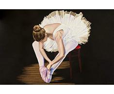 Buyartforless Karl Kunstdruck Mädchen auf rotem Hocker, 45,7 x 30,5 cm, Schwarz