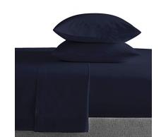 Bokser Home Satin-Bettwäsche-Set, 100 % langstapelige Baumwolle, luxuriös, ultraweich, Fadenzahl 500, Satingewebe, extra tiefe Taschen für jede Matratze, zertifiziert ohne Chemikalien Full navy