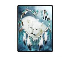 Blanket 101,6 x 127 cm & 127 x 203,2 cm & 152,4 x 203,2 cm Decke Komfort Wärme weichem Cozy Klimaanlage einfach Pflege Maschinenwäsche Wolf Dreamcatcher Dream Catcher, Polyester, 152 x 203 cm