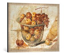 Gerahmtes Bild von AKG Anonymous Stilleben mit Glasschale/röm.Wandmal, Kunstdruck im hochwertigen handgefertigten Bilder-Rahmen, 70x50 cm, Silber Raya