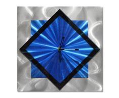 Pure² Quadratisch Uhr Metall Wand Kunst, –, Blau funktionierenden Uhr der 30,5 x 30,5 cm ist die Perfekte Abstrakt Wandbehänge für Terrassen Diagonal Blau