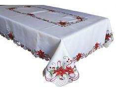 GRANDDECO Platzdeckchen/Tischläufer für Weihnachten, mit Blumenmuster, Bestickt, Weihnachtsblume, Kommode, Kreuzstich, für Zuhause, Essen, Weihnachten, Tischdekoration 57x86 Christmas Flower-1