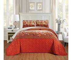 Chezmoi Collection Micromink Sherpa Wendebettwäsche, 3-teilig Modern King Florales Orange