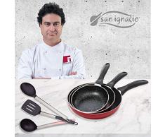 San Ignacio Pfannen-Set, Marmor-Beschichtung, 3-teilig Küchen-Set Set + Accesorios rot