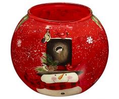 Unbekannt Ne Qwa Art 7171205 handbemalt Glas Schneemann und Teelicht Votivkerze Halterung, Home is Where You Hang Your Hat, 3 Zoll, Rot