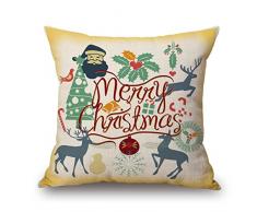 annoda Home Sofa Bett Stuhl Weihnachten dekorativ Leinen Kissenbezüge, 45 x 45 cm 1 PCS, (ohne Kissen Innen), Leinen, Christmas pillowcover 3, 17.7X17.7