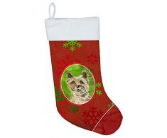 Carolines Treasures Weihnachtsstrümpfe, Schneeflocken, Cairn Terrier, Mehrfarbig