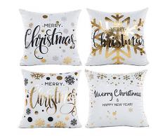 Keyuan 4 Stück Merry Christmas Kissenbezüge 18 x 18 Weihnachten Dekorative Couch Kissenbezüge Herbst Kissen quadratisch Kissenbezug für Sofa Indoor Outdoor Home Decor Color-a