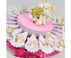 Torte Bonboniere Tiere Zoo Offerta Ingroo, ideal für Taufe, mit Konfetti Torte Mädchen 3,8 cm Circa gemischt