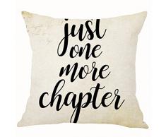 ASTIHN Retro Just One More Kapitel Buch Lesen Inspirierende Motto Baumwolle Leinen Überwurf Kissenbezug Kissen Fall Home Stuhl Büro Dekorativ Quadratisch 45,7 x 45,7 cm