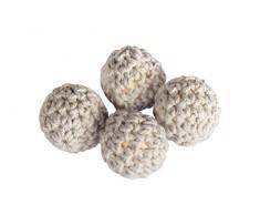 Rayher 14866560 Häkelperlen, hellgrau, 16 mm ø, Beutel 4 Stück, für versch. Baby-Accessoires wie Schnullerketten, Kinderwagenketten, Greifringe, etc.