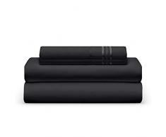 Das Bett Tabelle Club doppelt gebürstet Smart Stoff 1800 Betten – Falten, verblassen, schmutzabweisend – Hypoallergen, Cooling- 4-teiliges Bett-Set, Mikrofaser, Charcoal Silver, California King