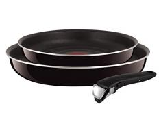 Tefal Ingenio So Intensive Pfannen-Set, 3-teilig, Aluminium, Weinrot, Aluminium, schwarz, 22/26 cm
