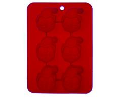 Excelsa Kuchenform aus Silikon, 6 Mini Weihnachtsmann, Rot