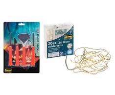 Idena Halloweenkürbis Deko Set, Kürbis Schnitzset für Kinder mit Schaufel, 2 Sägen, Rollmesser, Schaber und LED Micro Lichterkette mit 20 LED in warm weiß, 6 Stunden Timer Funktion, Batterie betrieben