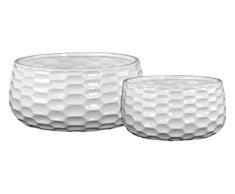 Urban Trends Keramik rund Schale Topf mit Honig Kamm Design in Hochglanz-Finish (Set von 2), weiß